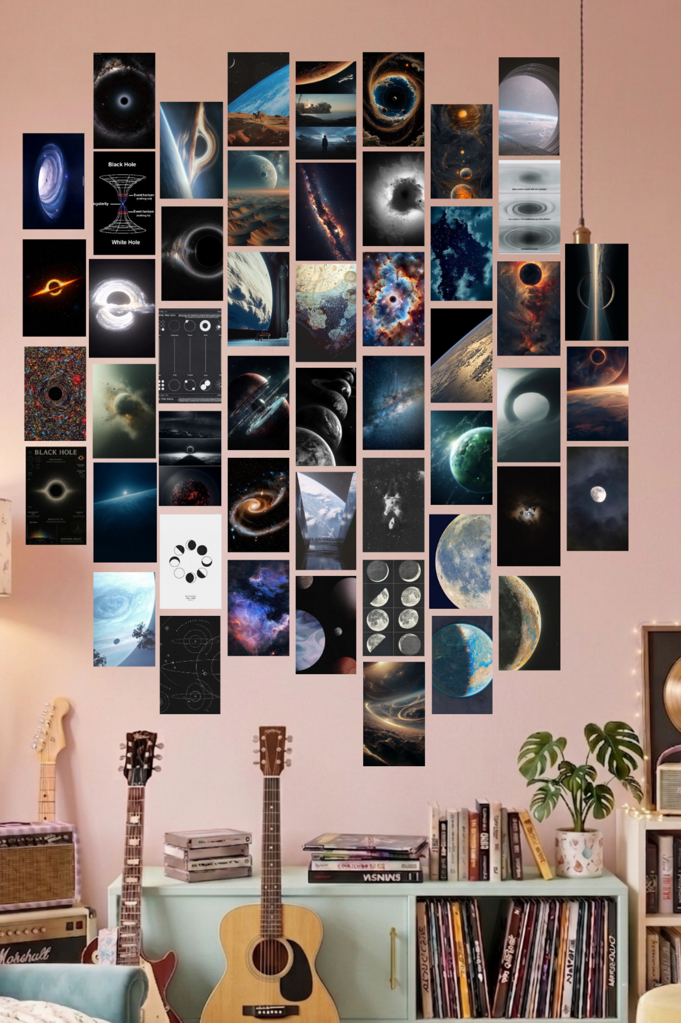 Space & Black Hole A6 Wall Collage Kit - 50 Pcs 4x6 Inch Premium 300 GSM WCA Aesthetic Room Decor