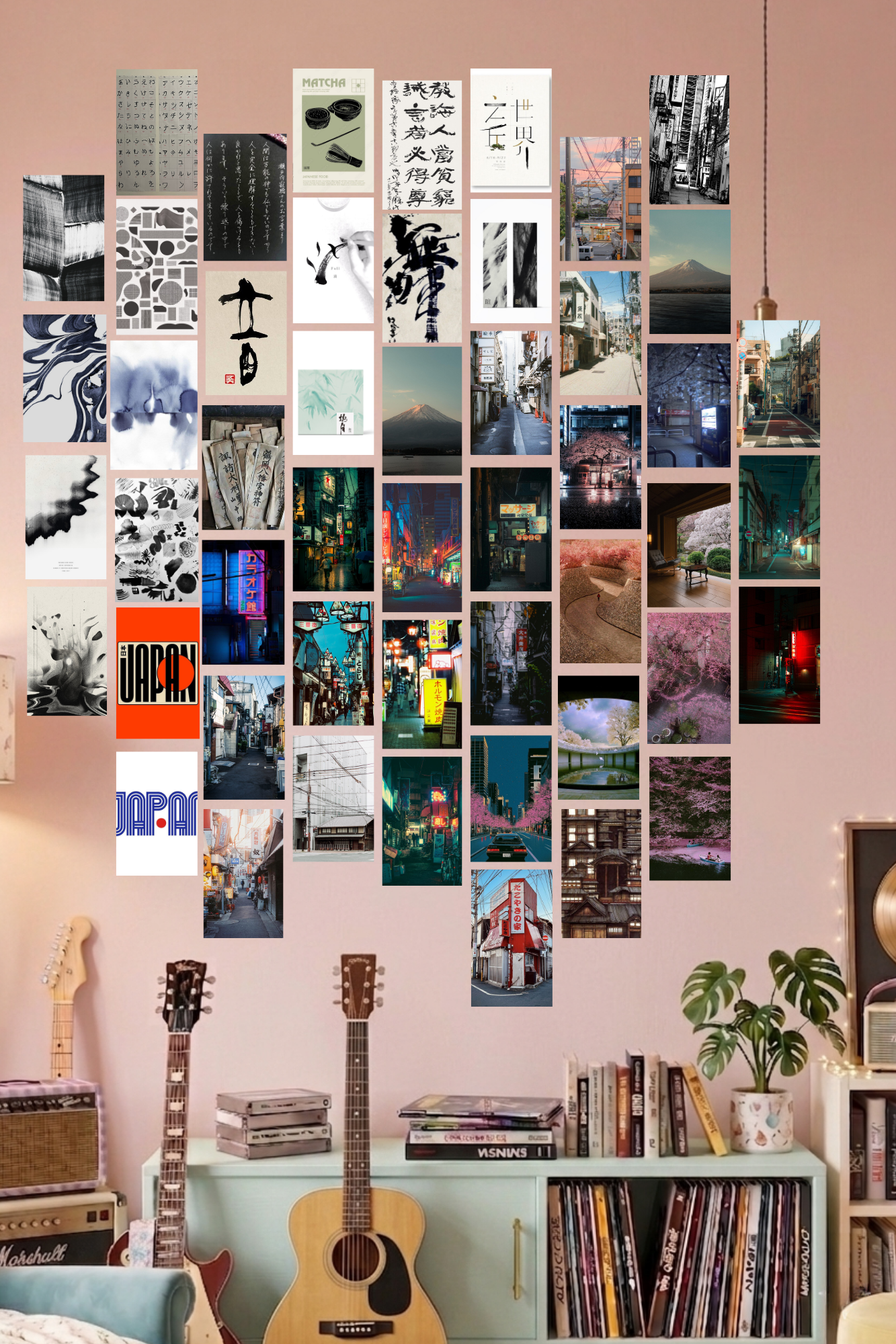 Japan Aesthetic A6 Wall Collage Kit - 50 Pcs 4.1x5.8 Inch Premium 300 GSM WCA Aesthetic Room Decor