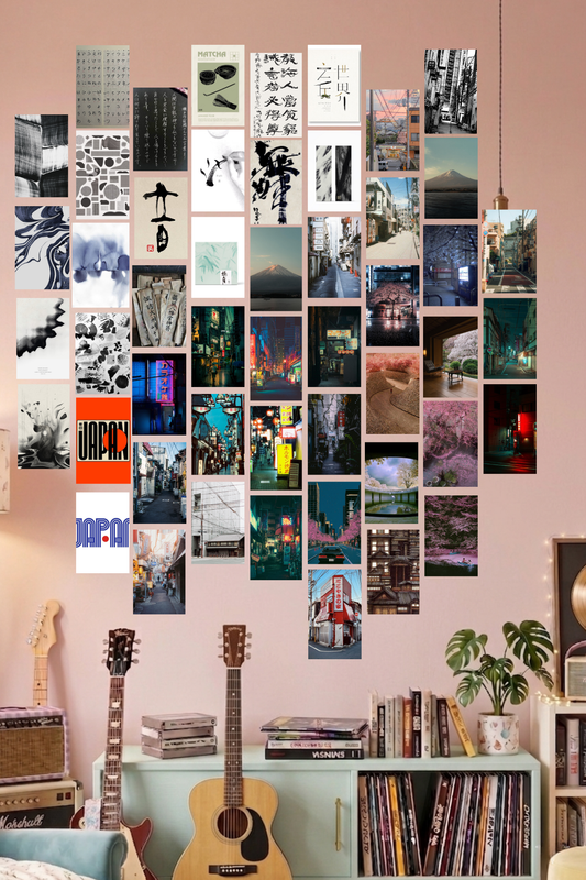 Japan Aesthetic A6 Wall Collage Kit - 50 Pcs 4.1x5.8 Inch Premium 300 GSM WCA Aesthetic Room Decor