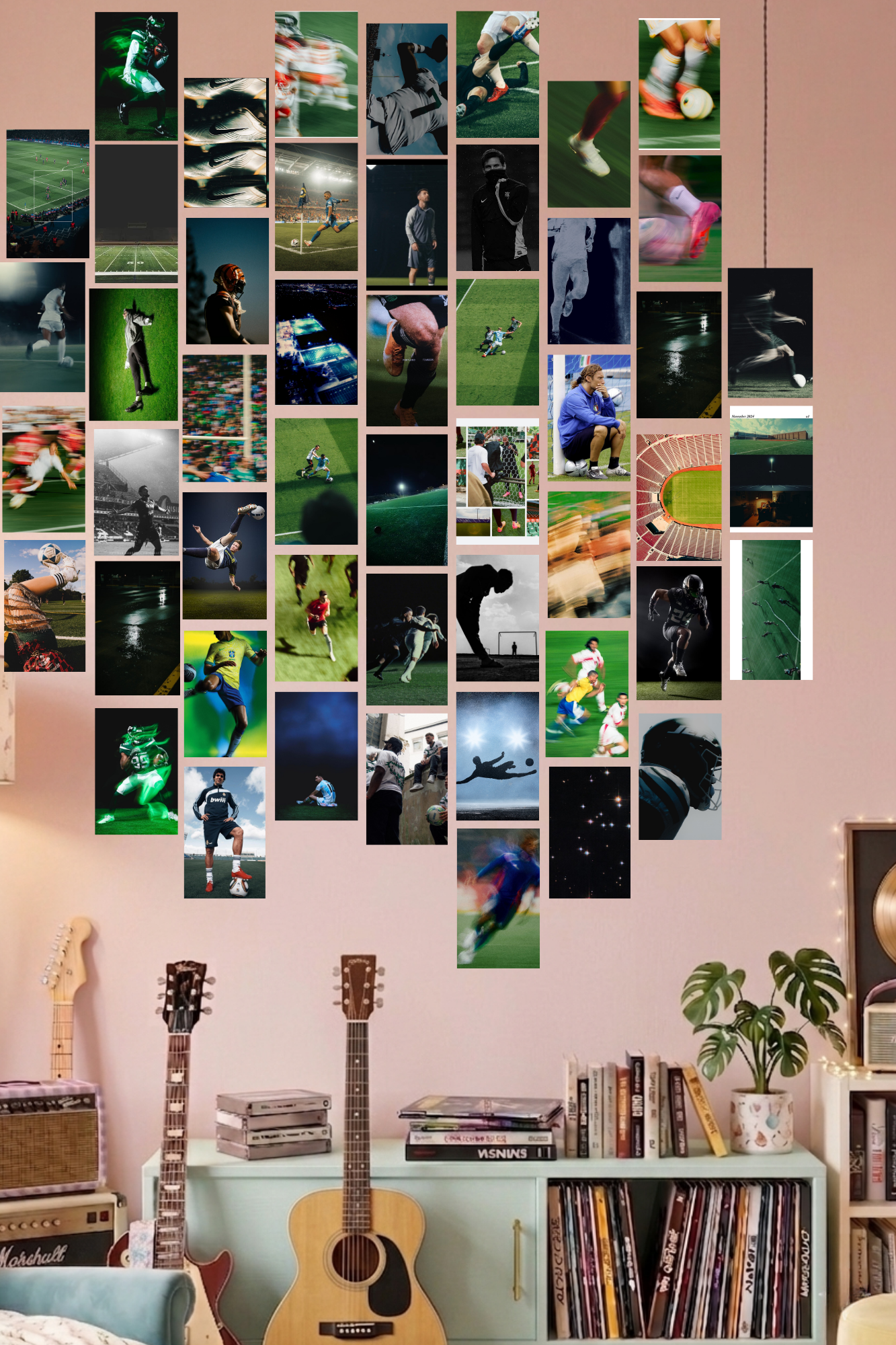 Football & Soccer Legends A6 Wall Collage Kit - 50 Pcs 4x6 Inch Premium 300 GSM WCA Aesthetic Room Decor