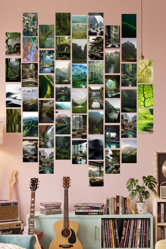 ## WCA Nature Zen A6 Wall Collage Kit - 50 Pcs (4.1 x 5.8 Inch) Premium 300 GSM Aesthetic Green Decor