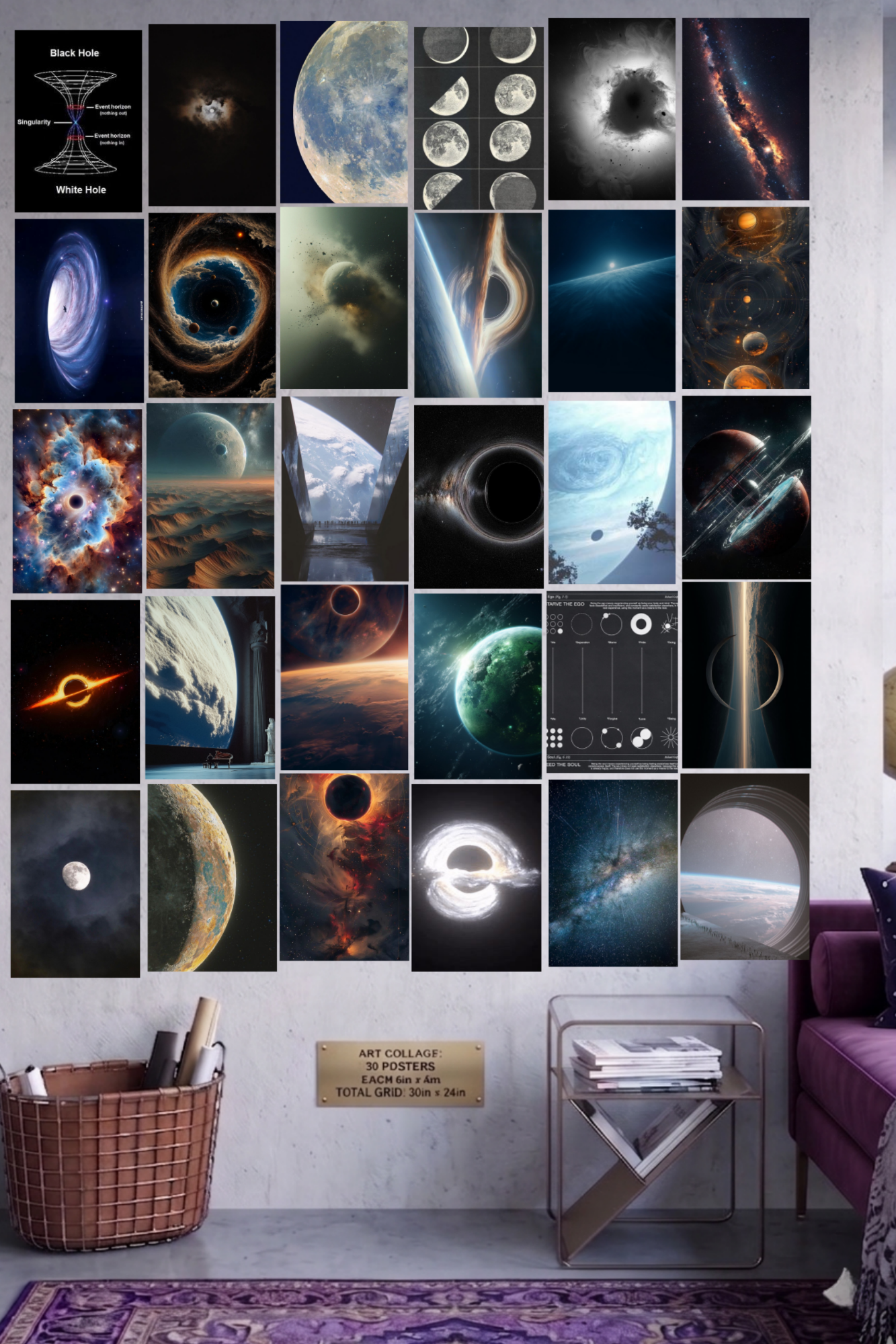 Celestial Odyssey A4 Edition: 30-Piece Deep Space & Galaxy Wall Collage Kit (8.3x11.7" Premium Glossy Prints)