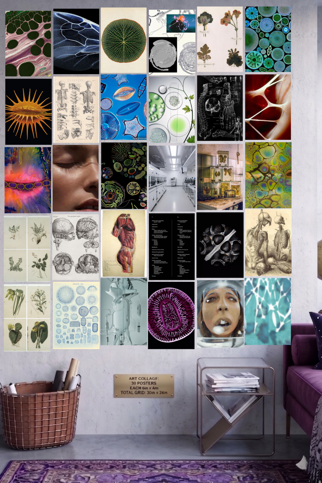 Laboratory Aesthetic A4 Edition: 30-Piece Biology & Medical Science Wall Collage Kit (8.3x11.7" Premium Glossy Prints)