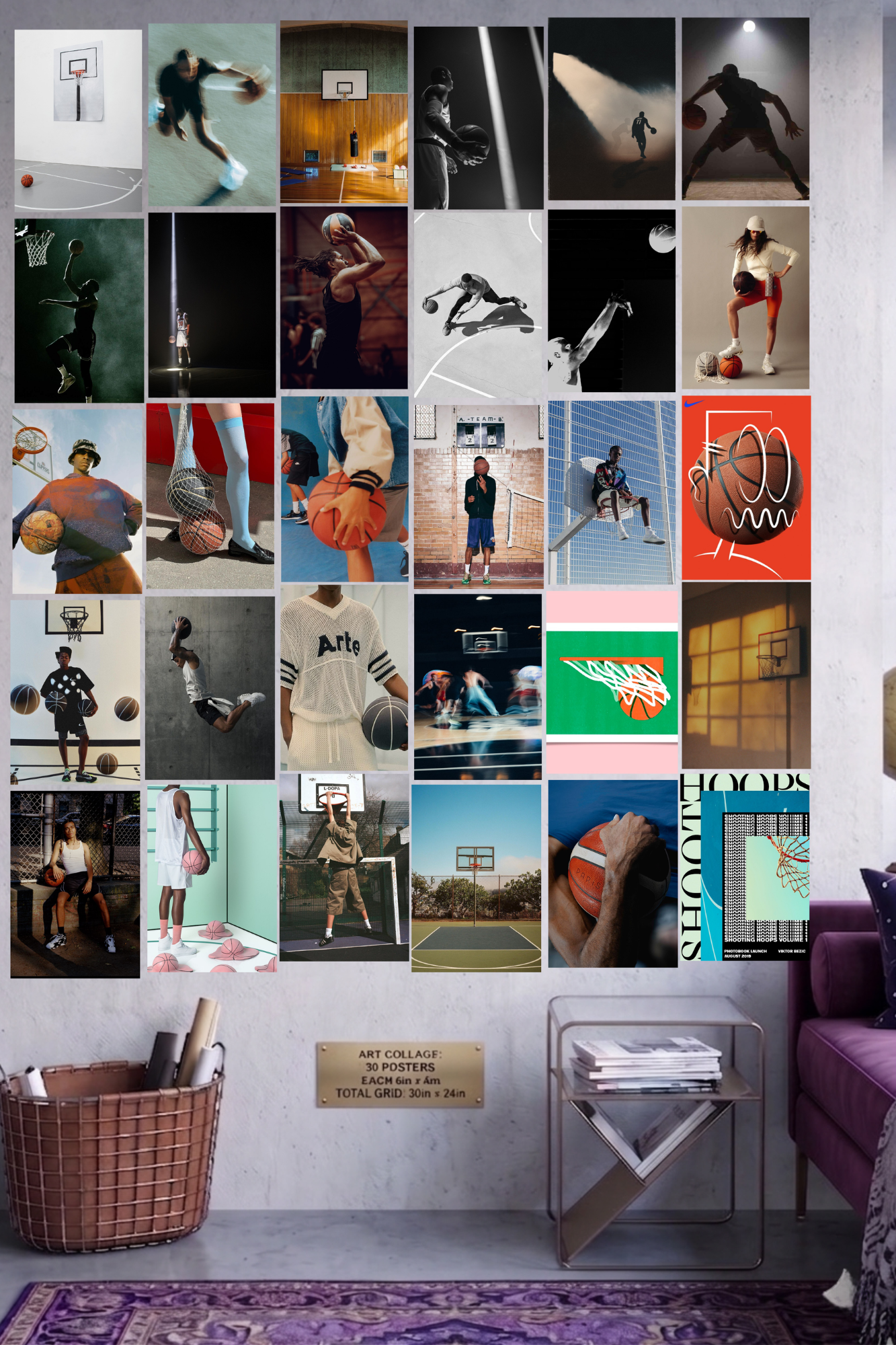 Courtside Vibes A4 Edition: 30-Piece Street Basketball Wall Collage Kit (8.3x11.7" Premium Glossy Prints)