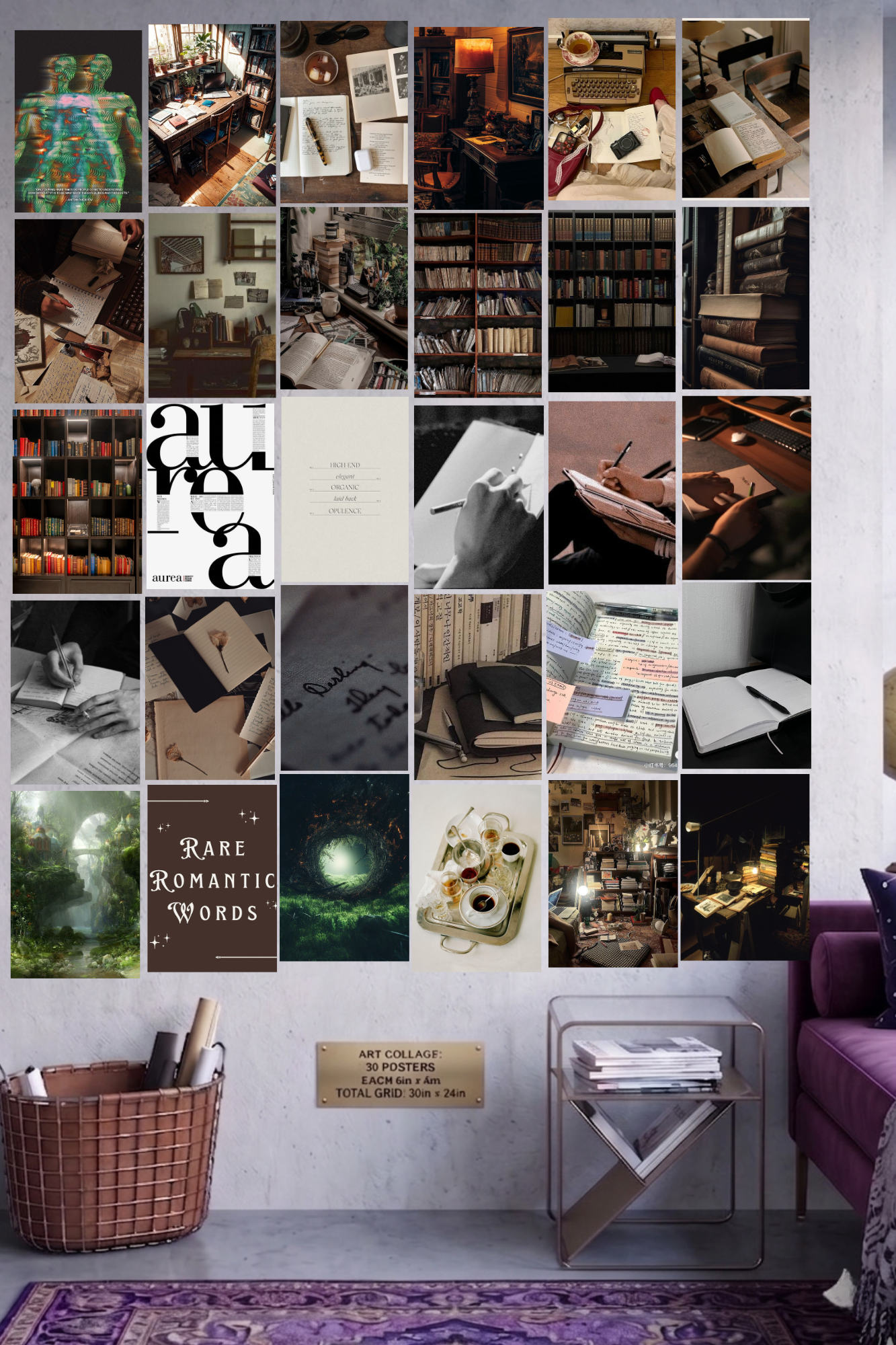 The Bibliophile's Wall: Dark Academia & Literature 50-Piece Photo Collage Kit (12x9" Premium Glossy Prints)