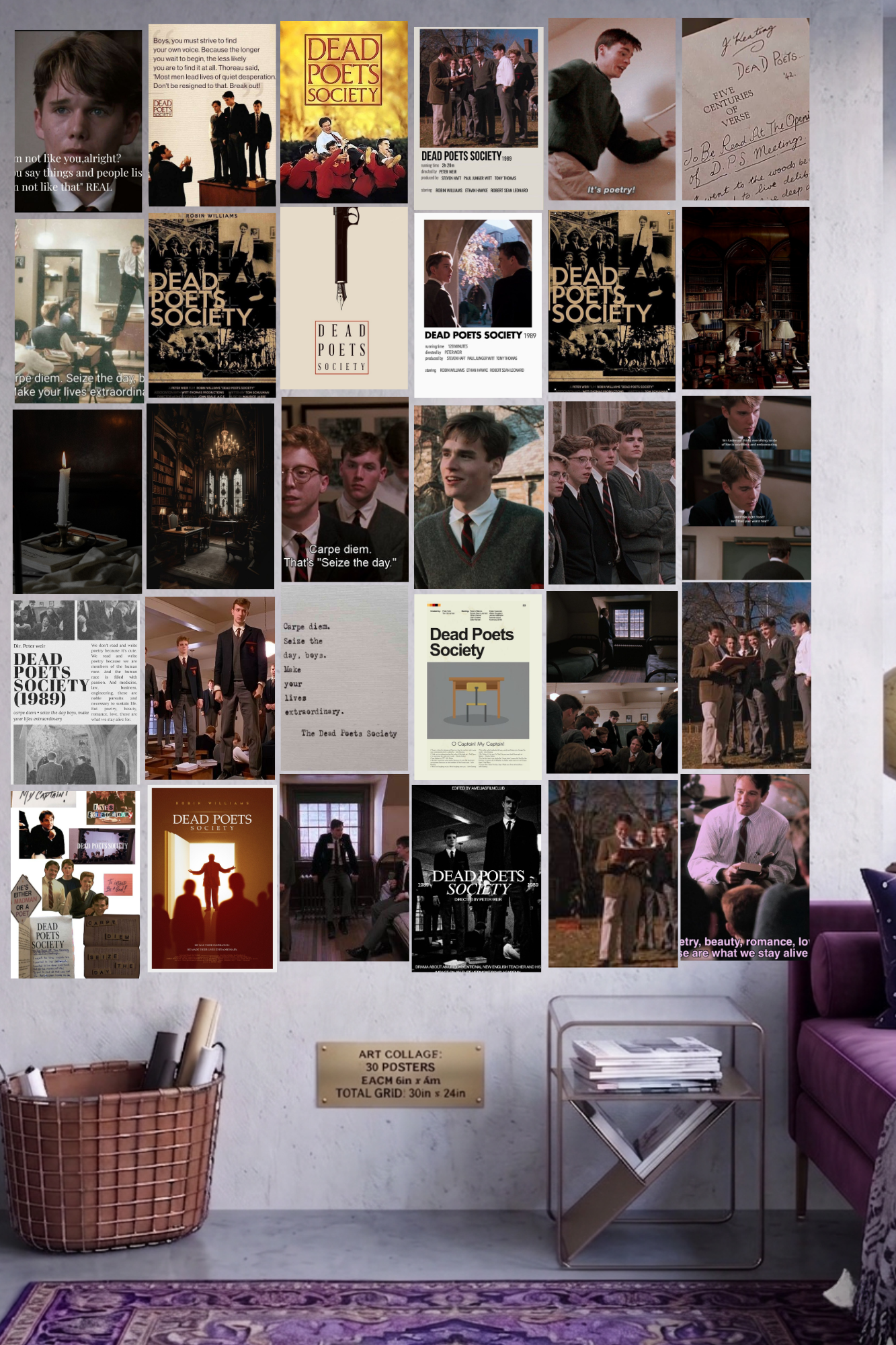 Carpe Diem A4 Edition: 50-Piece Dark Academia & Dead Poets Wall Collage Kit (8.3x11.7" Premium Glossy Prints)