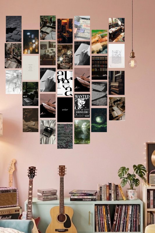 The Bibliophile's Wall: Dark Academia & Literature 30-Piece Photo Collage Kit (12x9" Premium Glossy Prints)