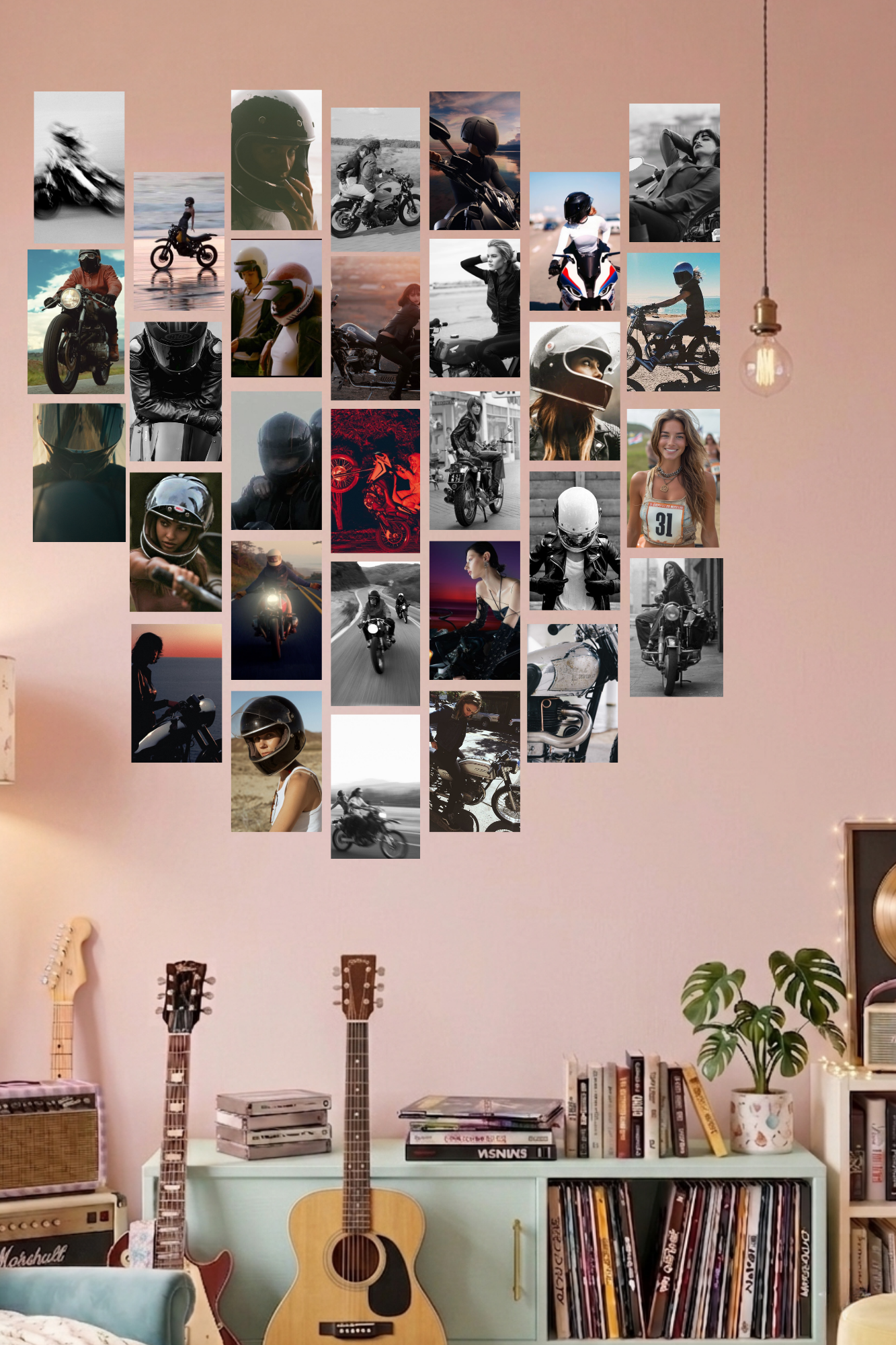 Biker Aesthetic A6 Wall Collage Kit - 30 Pcs 4.1x5.8 Inch Premium 300 GSM WCA Aesthetic Room Decor
