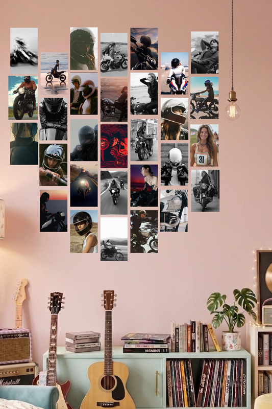 Biker Aesthetic A6 Wall Collage Kit - 30 Pcs 4.1x5.8 Inch Premium 300 GSM WCA Aesthetic Room Decor