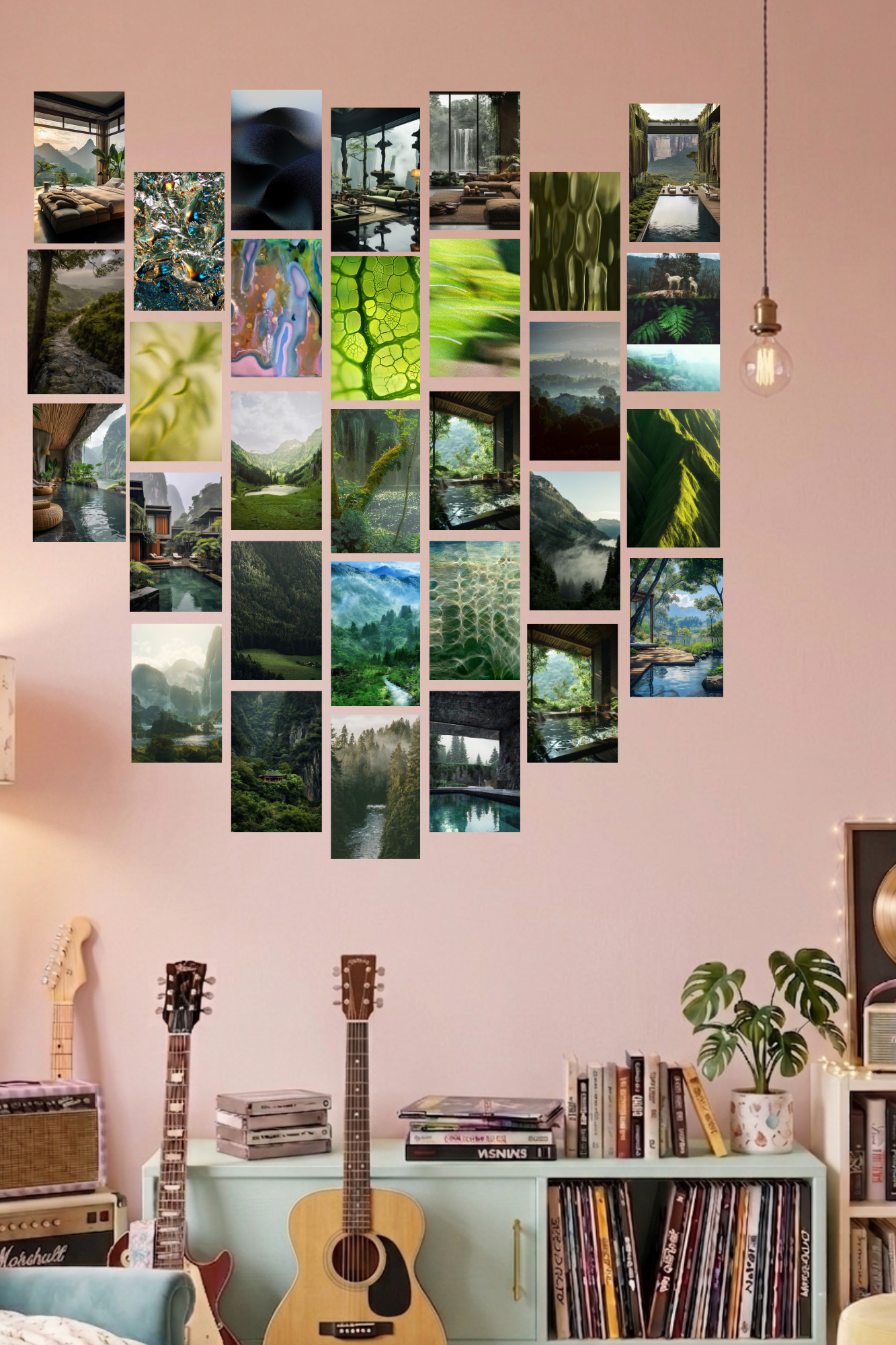 ## WCA Nature Zen A6 Wall Collage Kit - 30 Pcs (4.1 x 5.8 Inch) Premium 300 GSM Aesthetic Green Decor