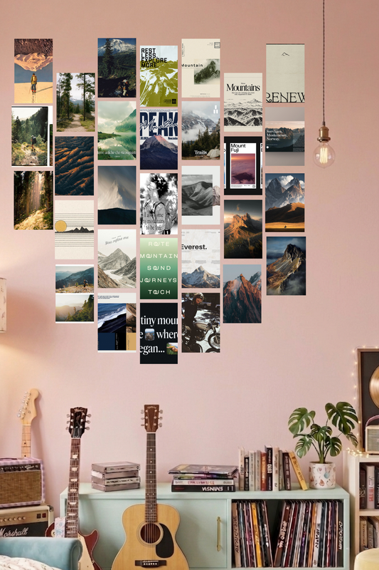 Mountain Adventure A6 Wall Collage Kit - 30 Pcs 4.1x5.8 Inch Premium 300 GSM WCA Aesthetic Room Decor