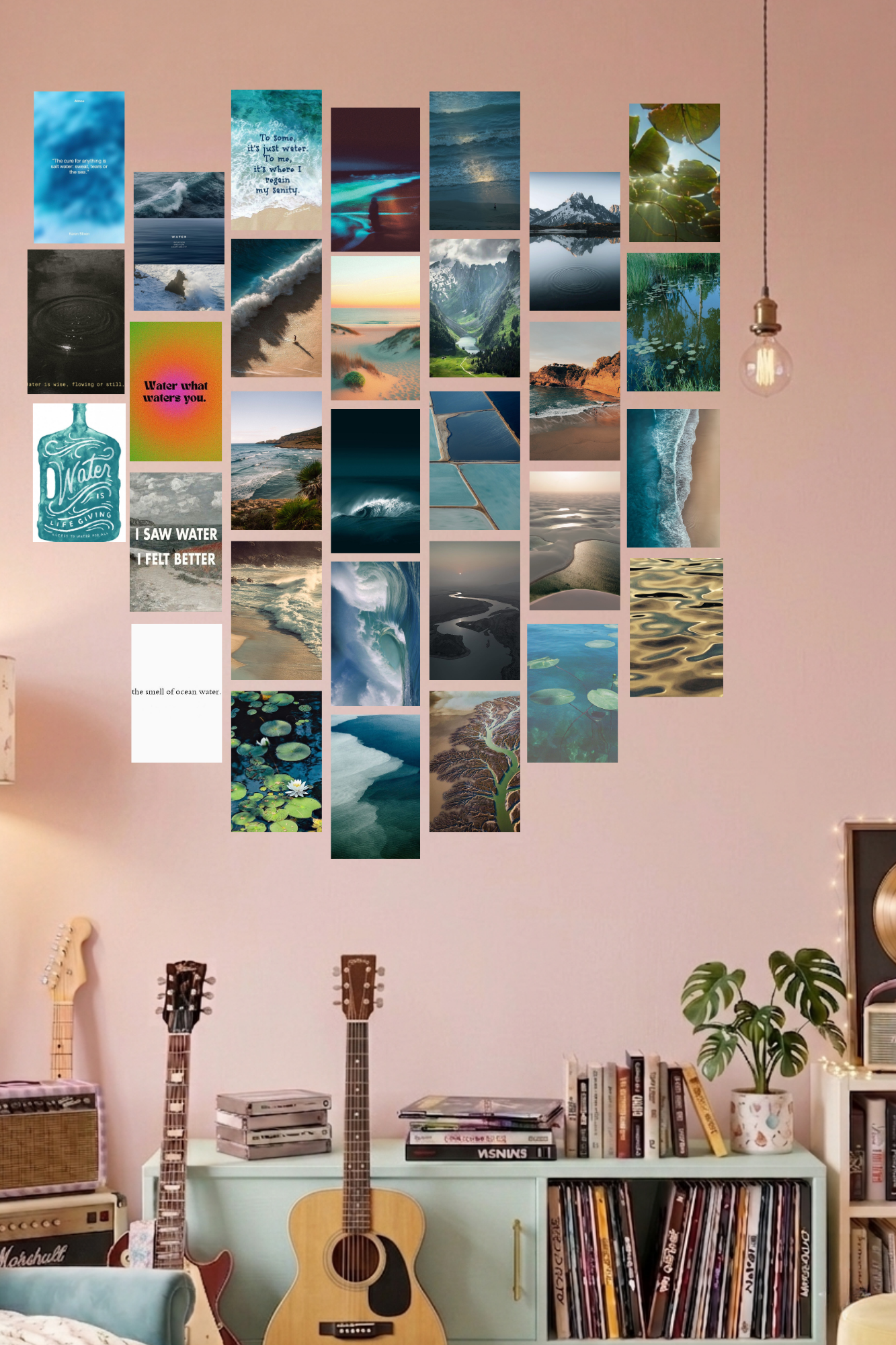 Dreamy Blue Water A6 Wall Collage Kit - 30 Pcs 4.1x5.8 Inch Premium 300 GSM WCA Aesthetic Room Decor