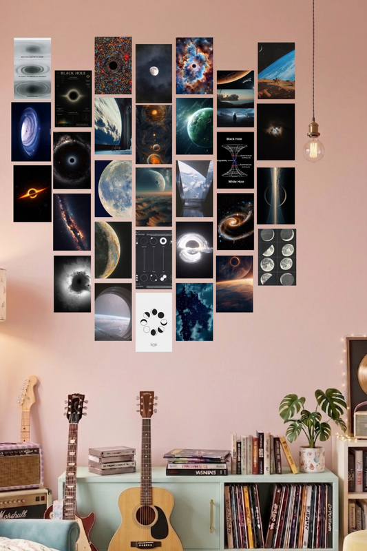 Space & Black Hole A6 Wall Collage Kit - 30 Pcs 4x6 Inch Premium 300 GSM WCA Aesthetic Room Decor