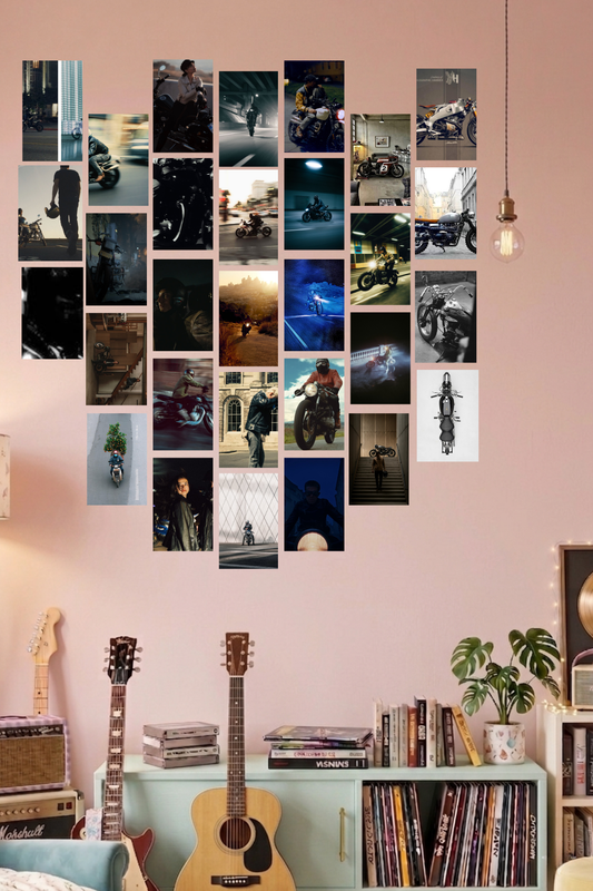 Street Biker Aesthetic A6 Wall Collage Kit - 30 Pcs 4x6 Inch Premium 300 GSM WCA Aesthetic Room Decor
