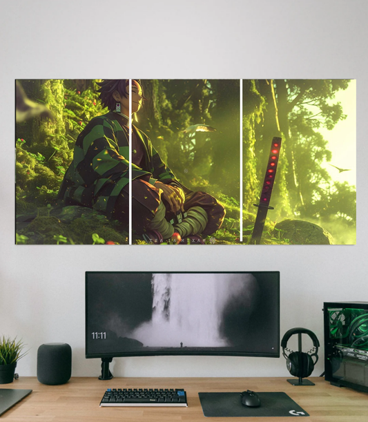 Tanjiro Kamado "Peaceful Forest" 3-Panel Split Poster Set