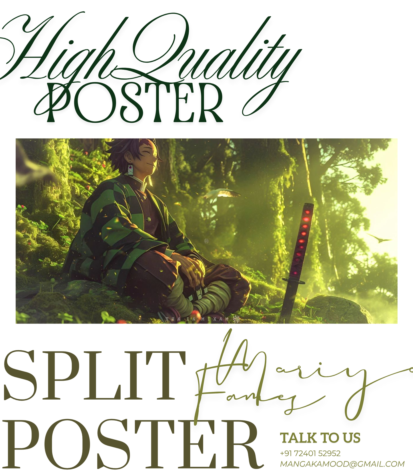 Tanjiro Kamado "Peaceful Forest" 3-Panel Split Poster Set